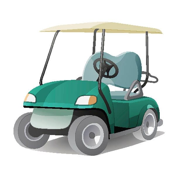 Golf cart with shadow. Abstract isolated color vector illstration